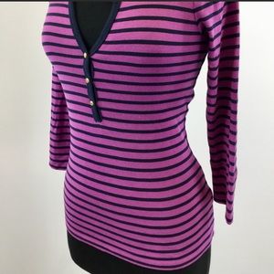 J.CREW Size L~Stripe 100% SoftBright Color Cotton Perfect Fit Shirt Top 3 Button